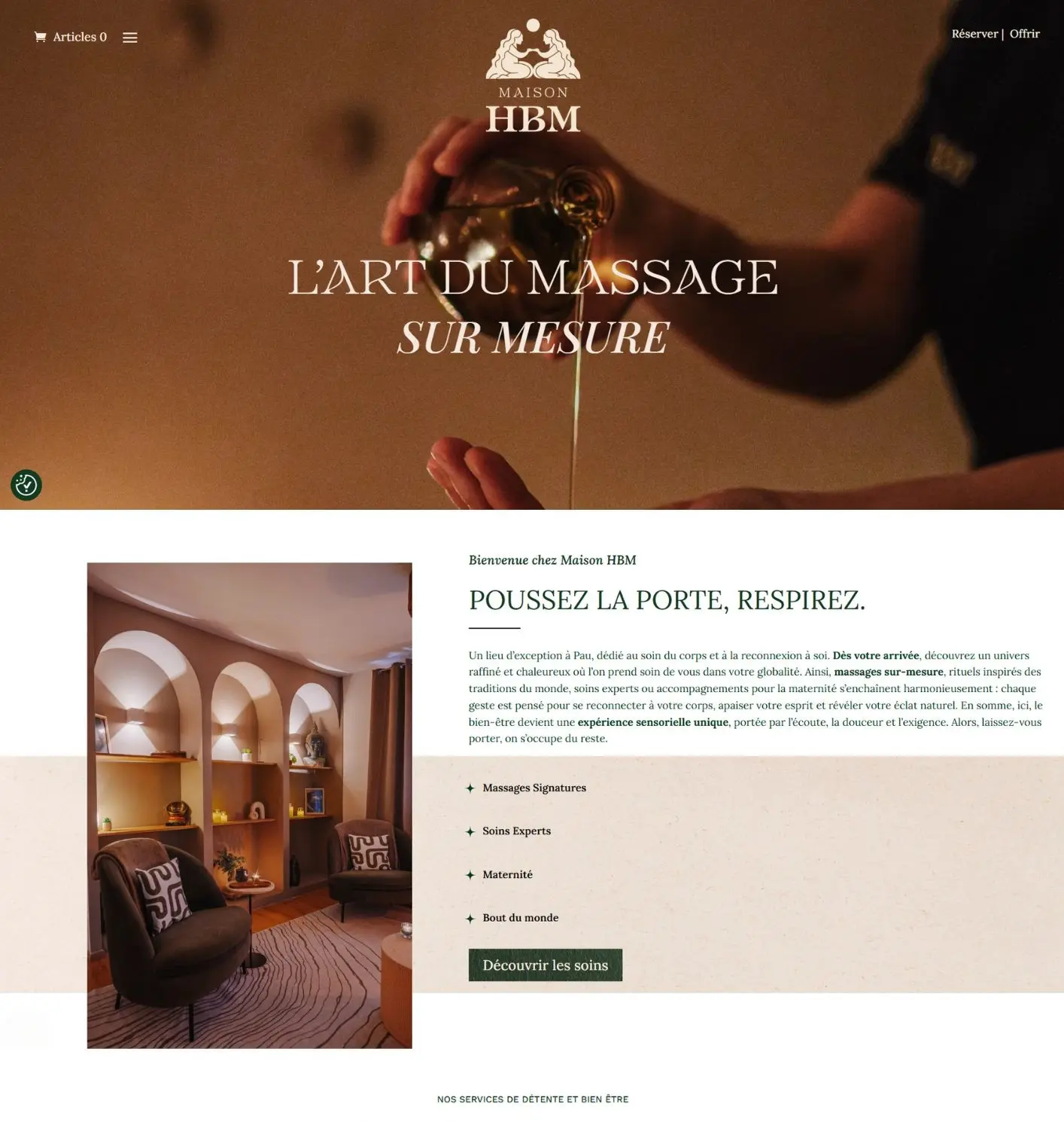 Exemple de création de site internet pour salon de massage Agence wiirank beauvais