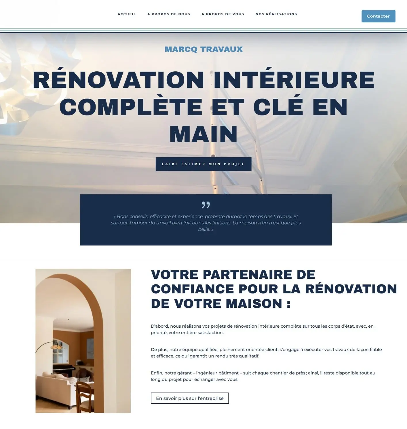 Exemple de site internet travaux rénovation Agence Wiirank Beauvais