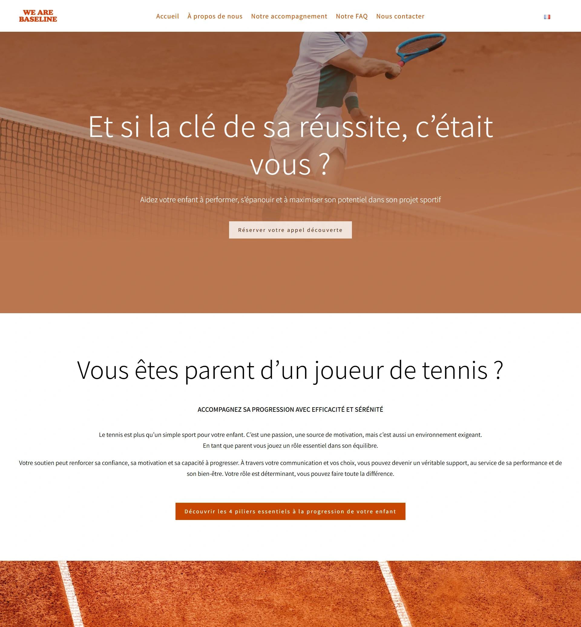 Exemple de création de site internet pour coach sportif; coaching de parents de joueur de tennis