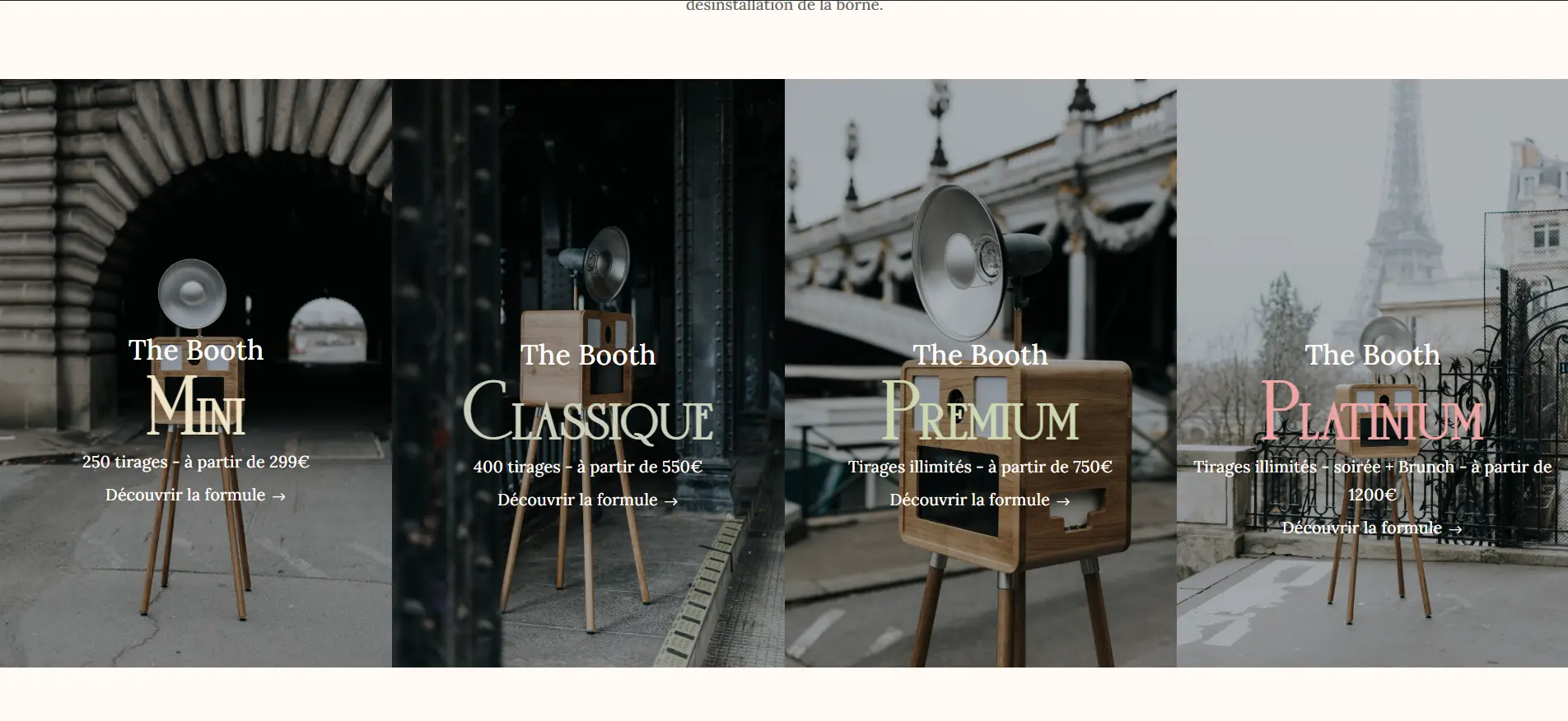 Création de site internet pour location de photobooth
