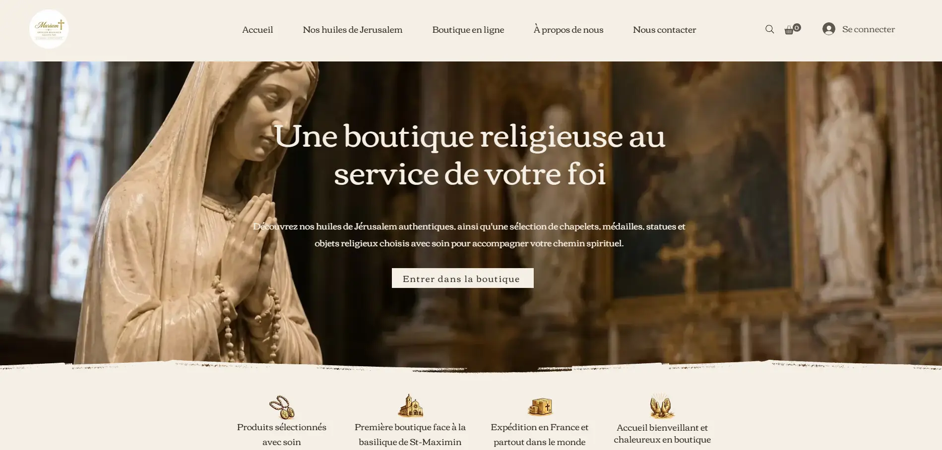 Création de site internet ecommerce pour boutique en ligne; vente d'objets religieux