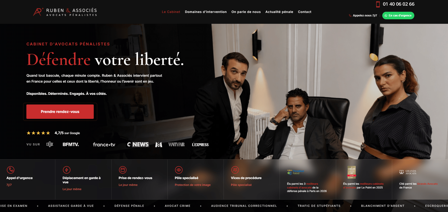 Création de site internet cabinet d'avocat ruben et associés Me steeve ruben et Me Philippe Henry Honegger